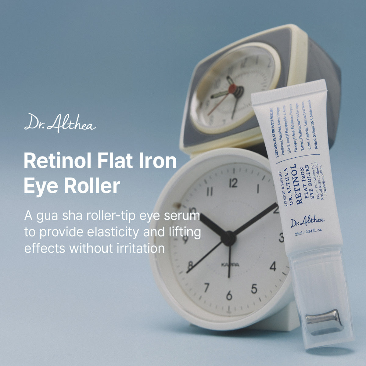 Dr. Althea Retinol Flat Iron Eye Roller, oogserum met gua sha roller voor elasticiteit en lifting