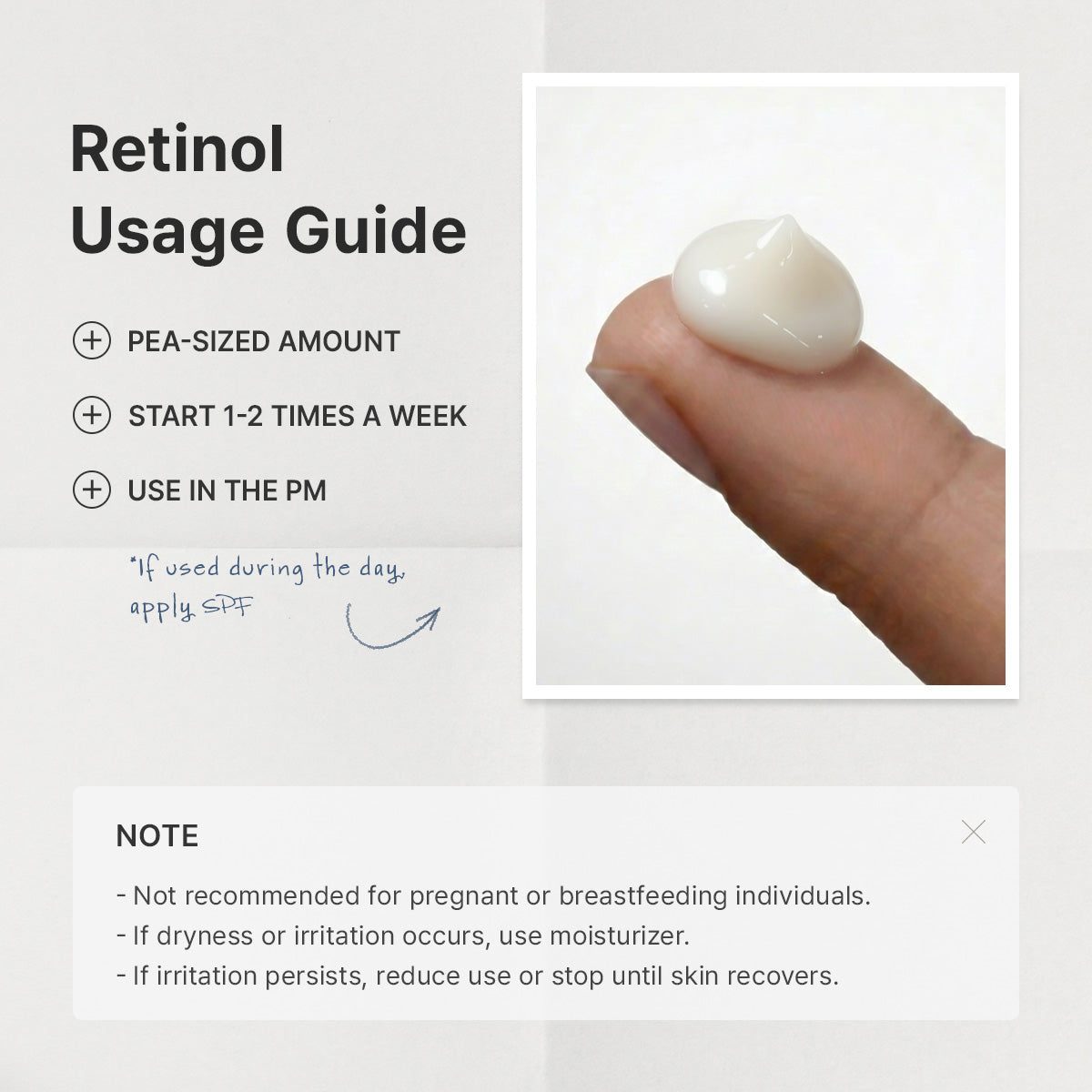Gebruiksgids retinol voor de Dr. Althea Retinol Flat Iron Eye Roller: kleine hoeveelheid, 1 tot 2 keer per week opbouwen, 's avonds