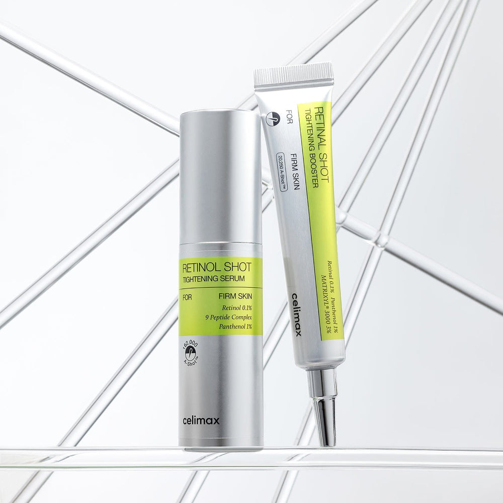 De Celimax Retinal Shot Tightening Booster naast de Retinol Shot Tightening Serum