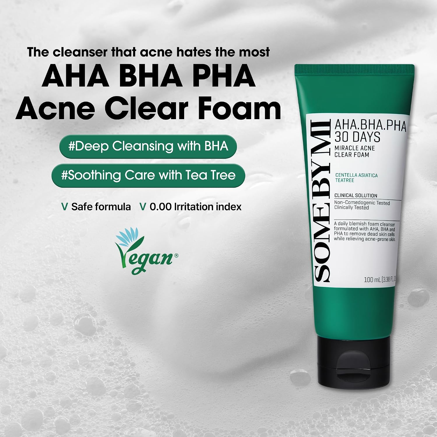 Some By Mi AHA BHA PHA 30 Days Miracle Acne Clear Foam 100ml vegan acne-reiniger