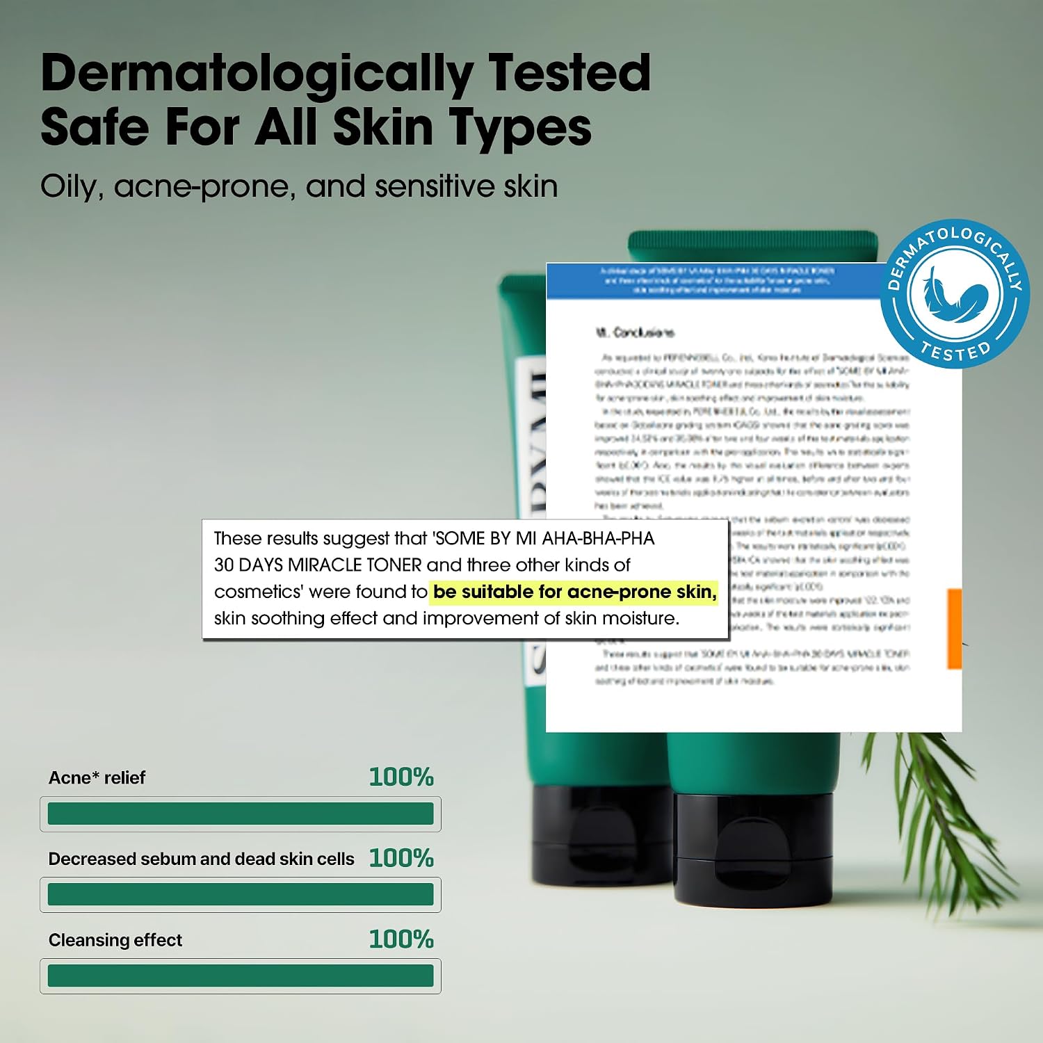 Infographic: klinische resultaten van de Some By Mi AHA BHA PHA acne-reiniger