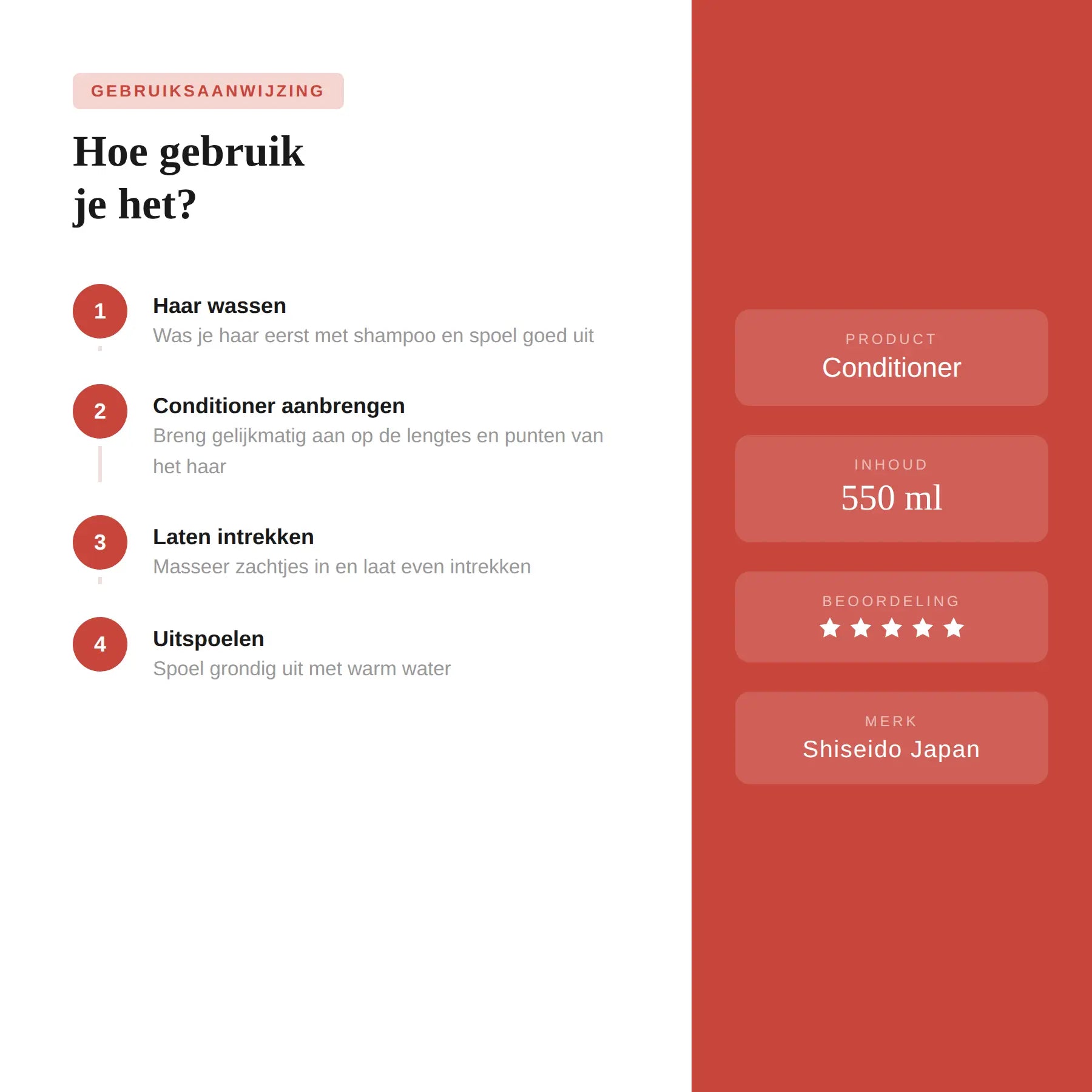 Shiseido Fino Premium Touch Conditioner 550ml gebruiksaanwijzing - stap voor stap hoe aan te brengen