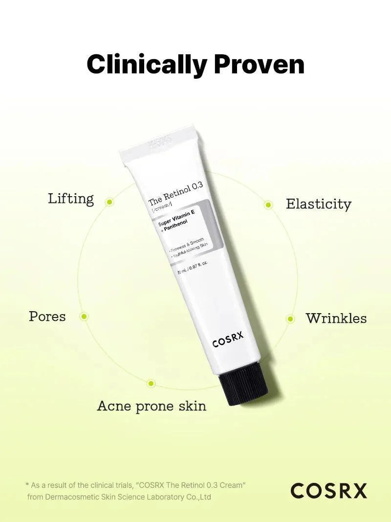 COSRX The Retinol 0.3 Cream, door het merk getest op lifting, elasticiteit, poriën en rimpels
