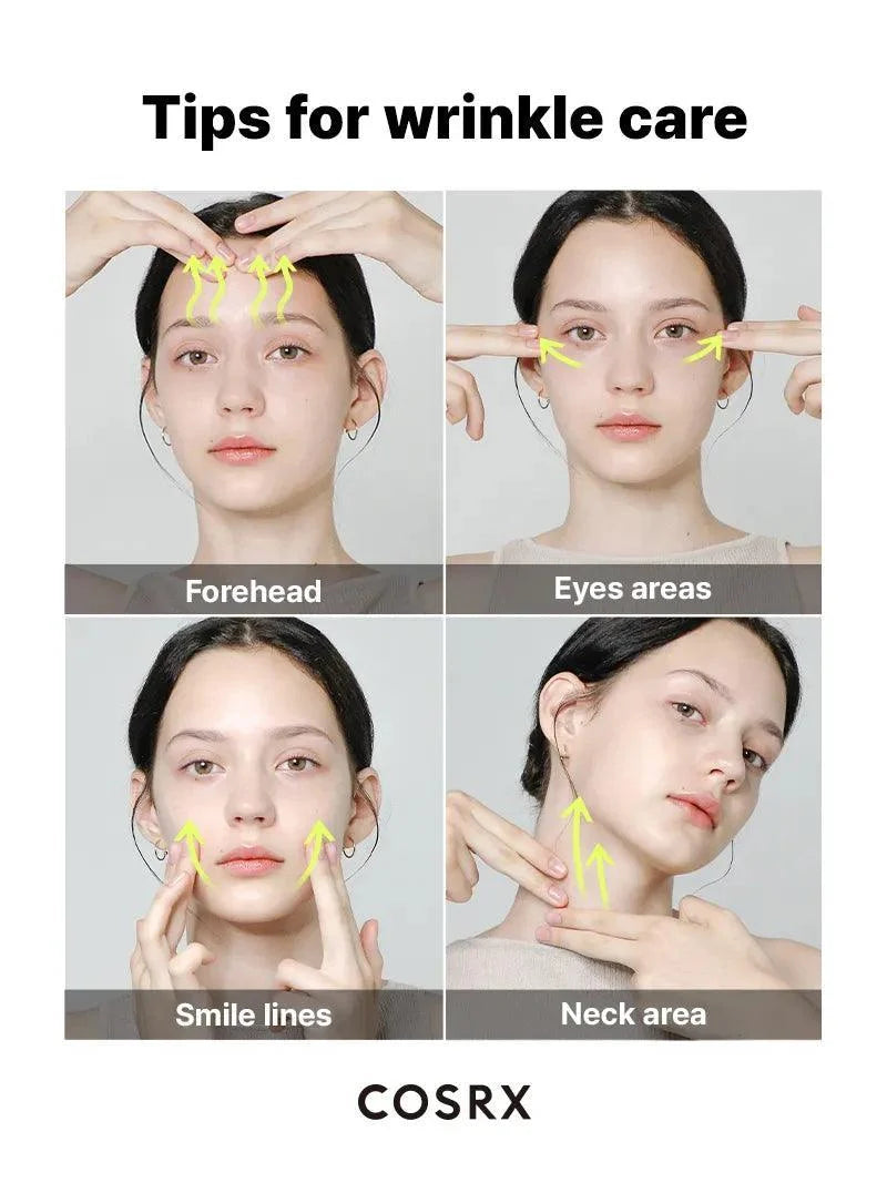 Tips voor rimpelverzorging met de COSRX The Retinol 0.3 Cream: voorhoofd, ogen, lachrimpels, nek