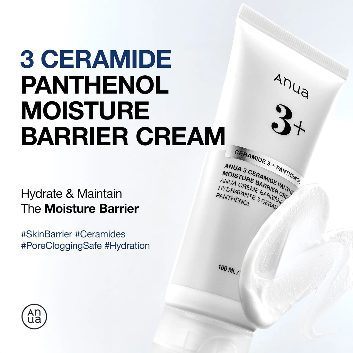 Infographic: Anua 3 Ceramide Panthenol Moisture Barrier Cream voor het herstel van de huidbarrière