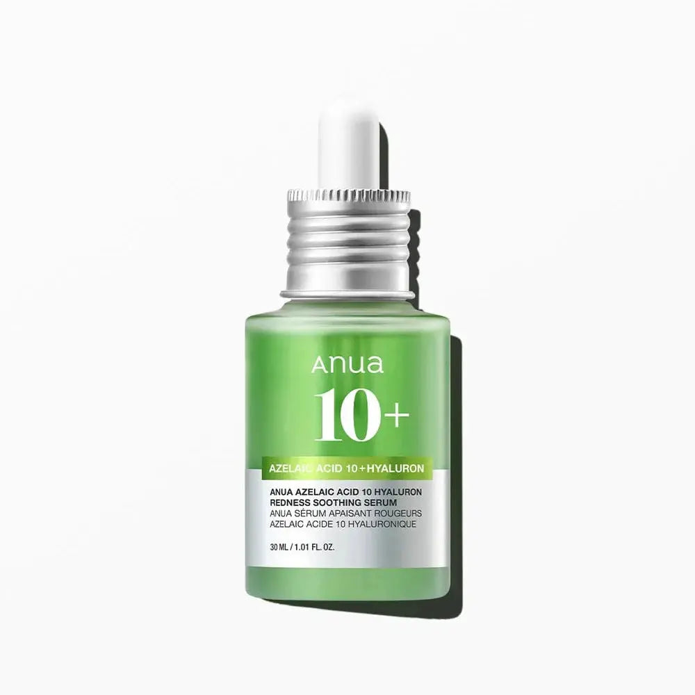 Anua Azelaic Acid 10 Hyaluron Redness Soothing Serum 30 ml, groene flacon met pipet