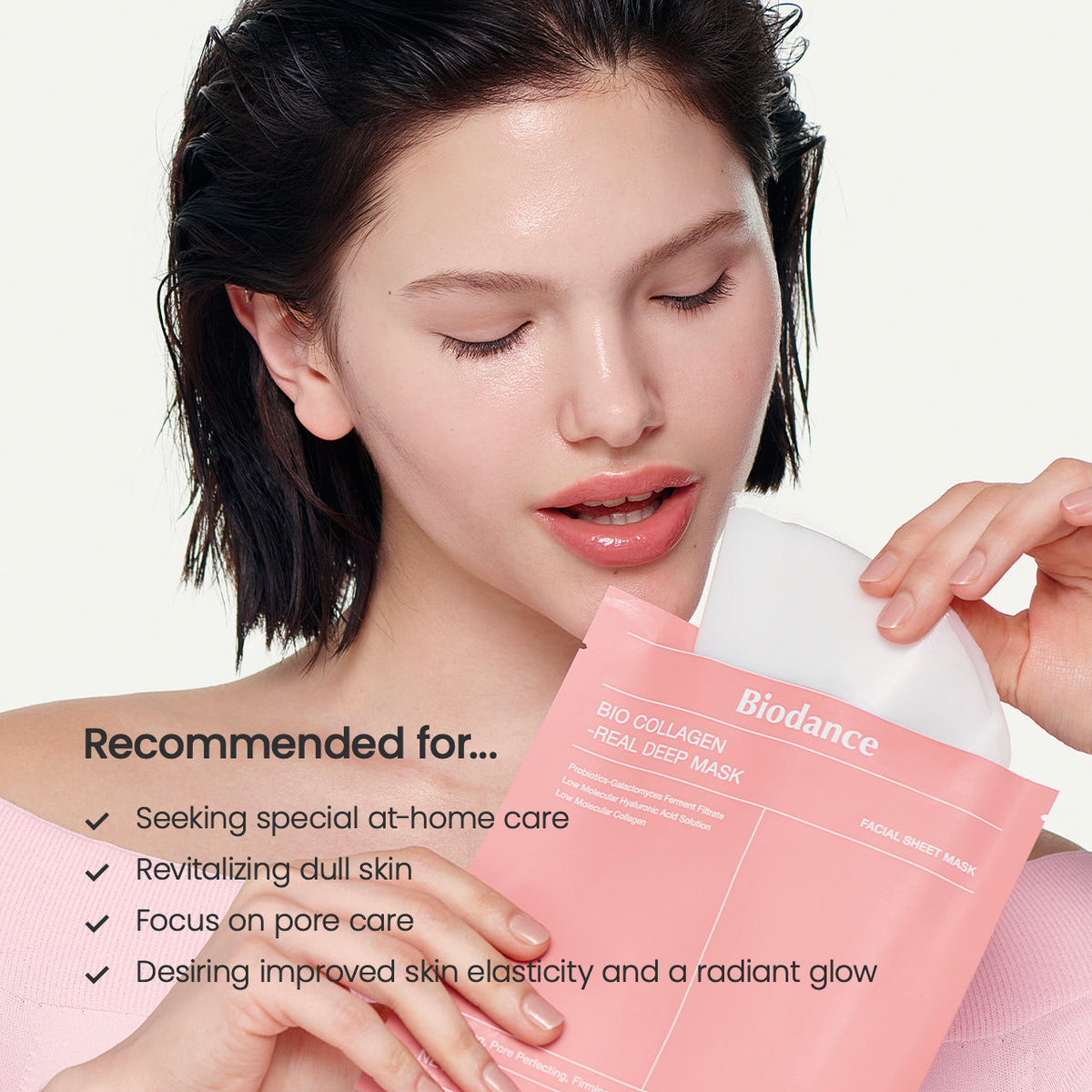 Biodance Bio-Collagen Real Deep Mask aanbevolen voor thuisverzorging, een doffe huid, poriën en elasticiteit