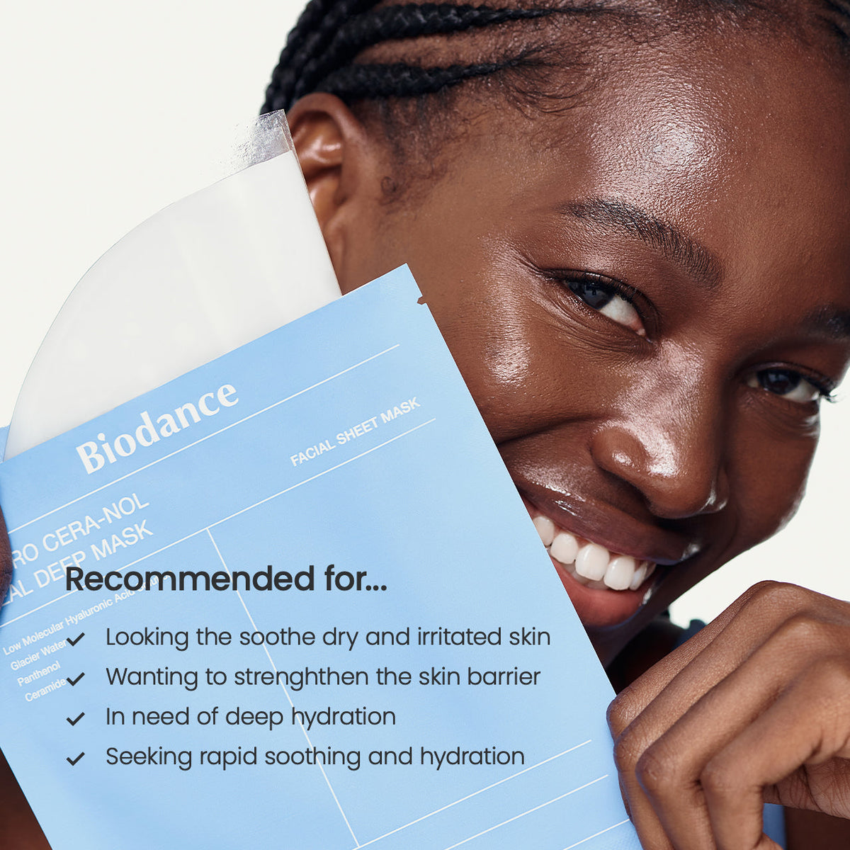 Biodance Hydro Cera-nol Real Deep Mask aanbevolen voor de droge en geïrriteerde huid, de huidbarrière en diepe hydratatie