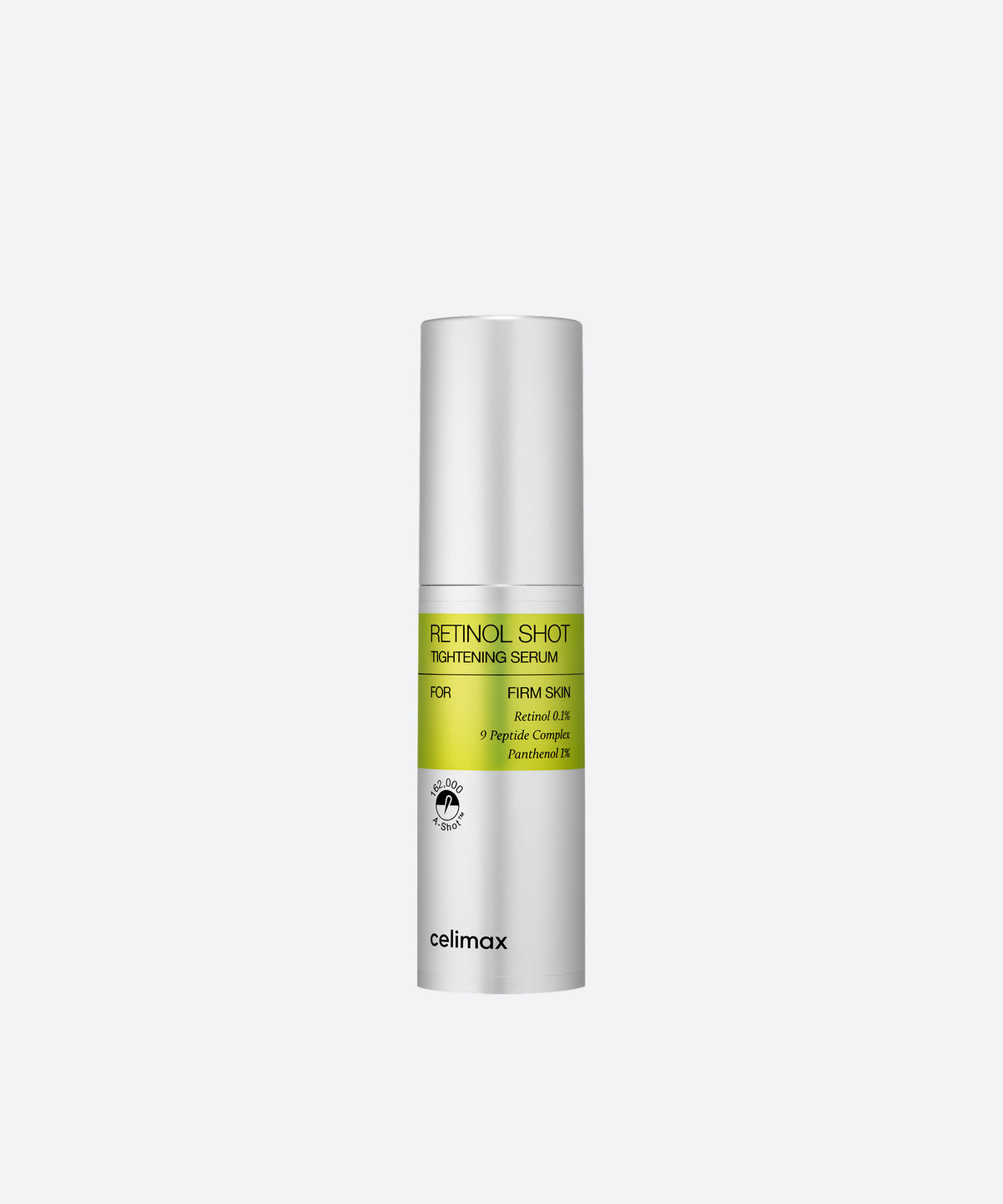 Celimax The Vita A Retinol Shot Tightening Serum 30 ml, retinol serum in flesje op lichtgrijze achtergrond