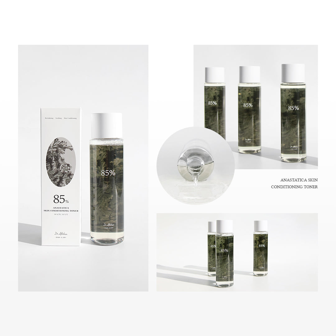 Verpakking en flessen van de Dr.Althea Anastatica Skin Conditioning Toner 250ml