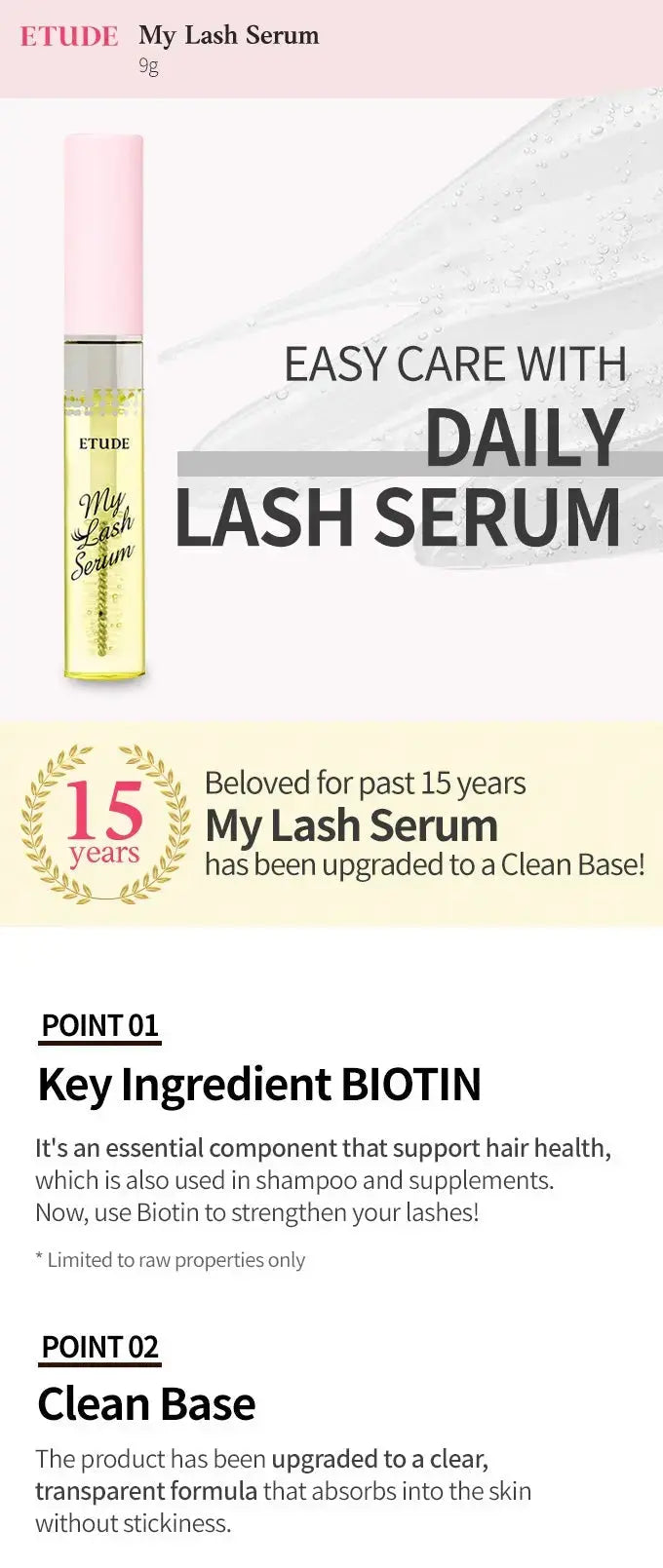 ETUDE My Lash Serum met biotine en een heldere, niet plakkerige formule