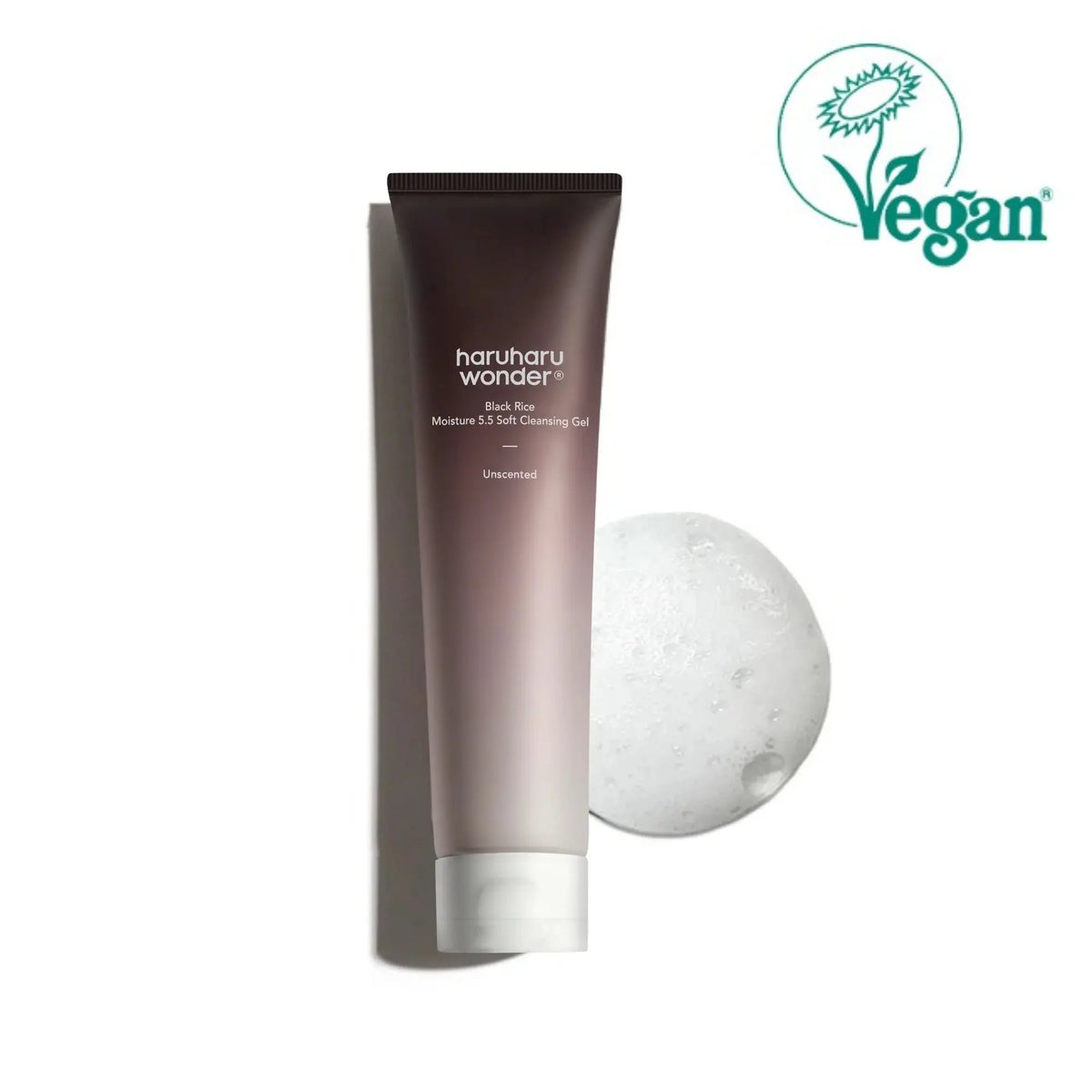 Haruharu Wonder Black Rice Moisture 5.5 Soft Cleansing Gel, tube met schuim, vegan