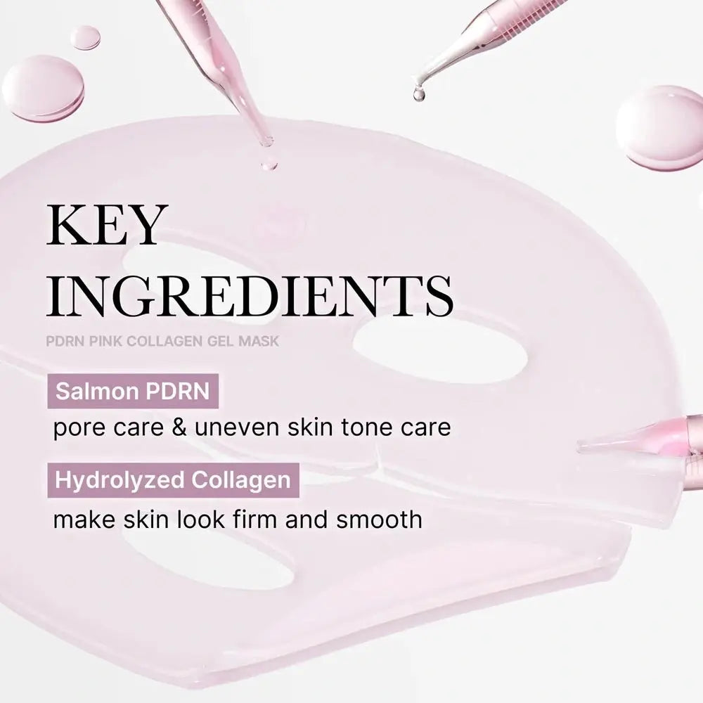Medicube PDRN Pink Collagen Gel Mask, ingrediënten: zalm-PDRN en gehydrolyseerd collageen