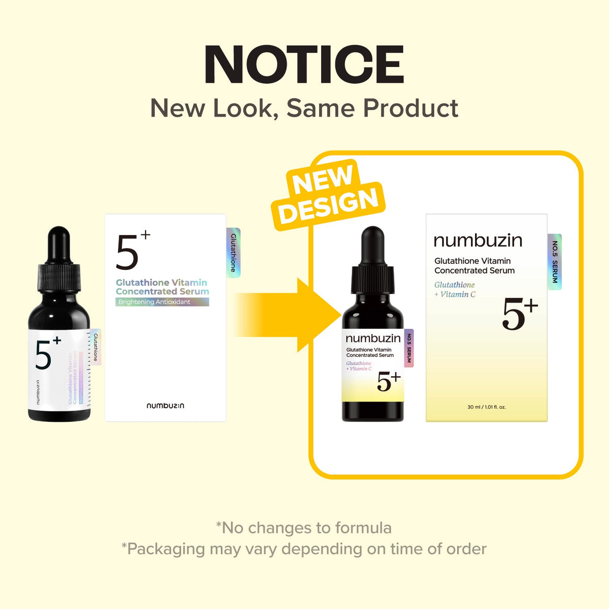 Numbuzin No.5 Vitamin Concentrated Serum, nieuwe look, zelfde product volgens het merk