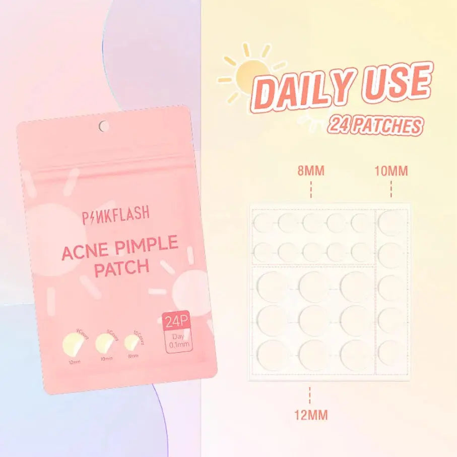 PINKFLASH Acne Pimple Day Patch, 24 pleisters in drie maten voor overdag