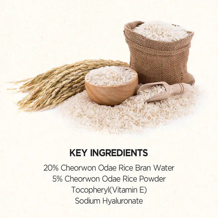 SKINFOOD Rice Mask Wash Off, ingrediënten: 20% rijstzemelwater, 5% rijstpoeder, vitamine E en hyaluronzuur