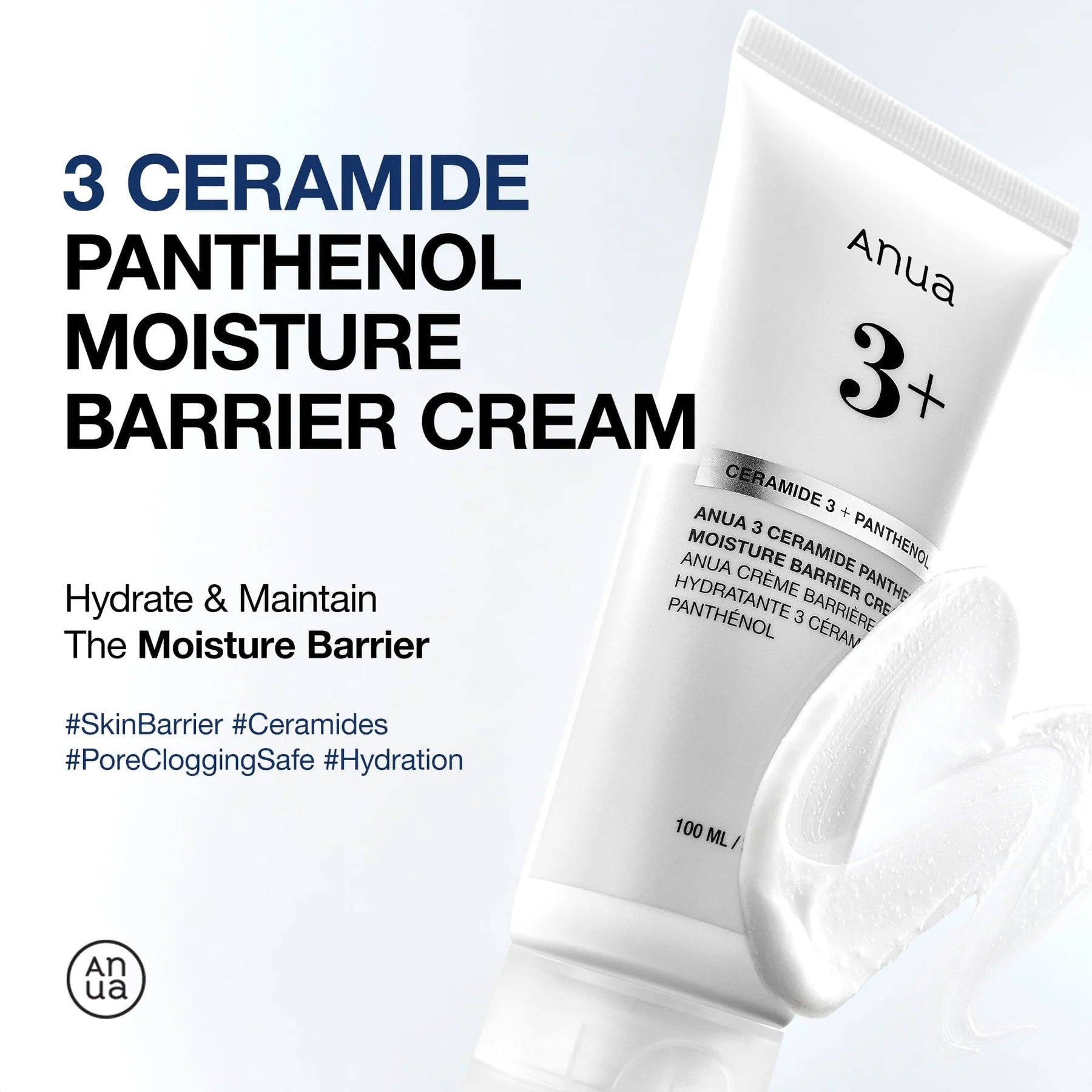 Infographic: Anua 3 Ceramide Panthenol Moisture Barrier Cream voor het herstel van de huidbarrière