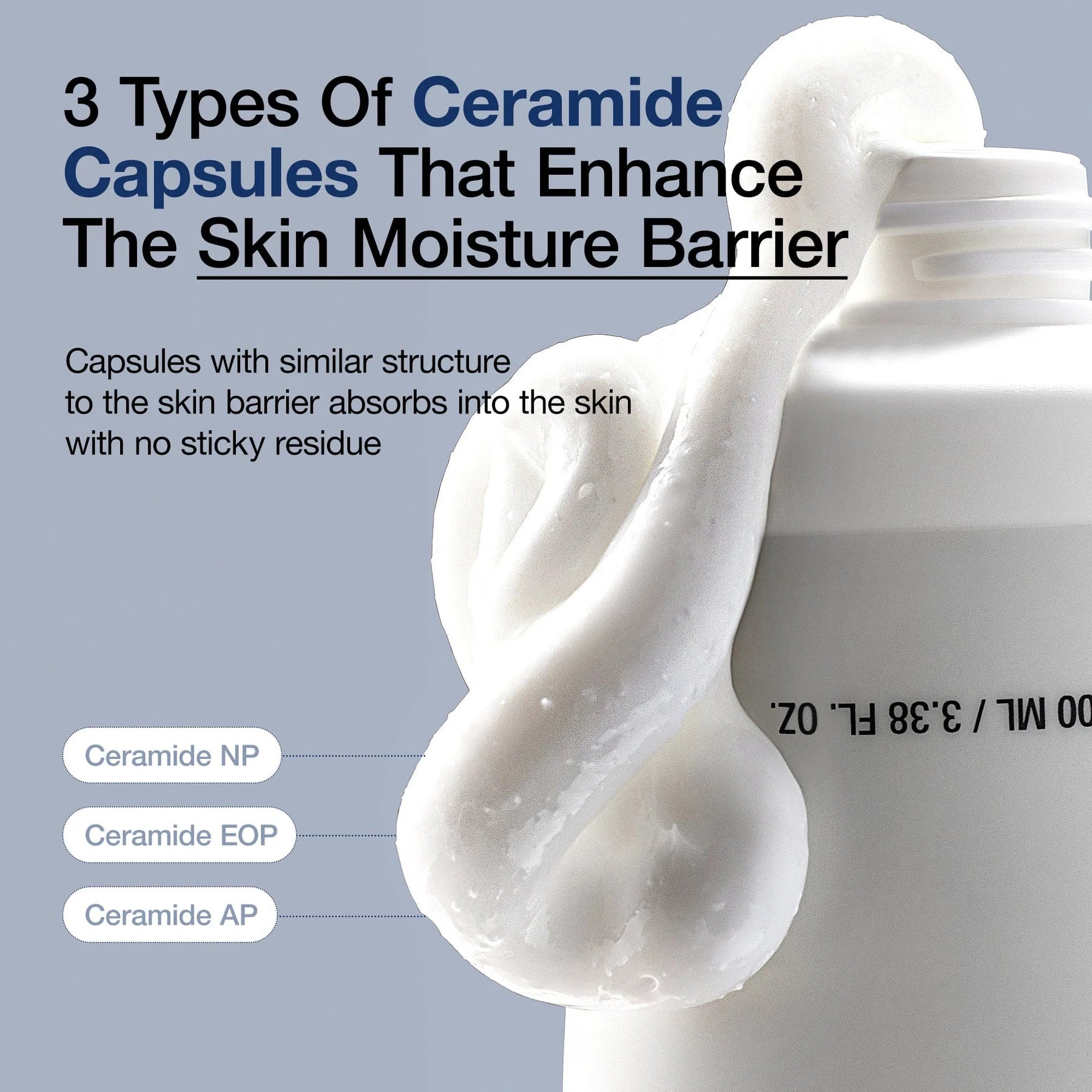 Infographic: drie soorten ceramide-capsules in de Anua barrièrecrème trekken in zonder plakkerig laagje