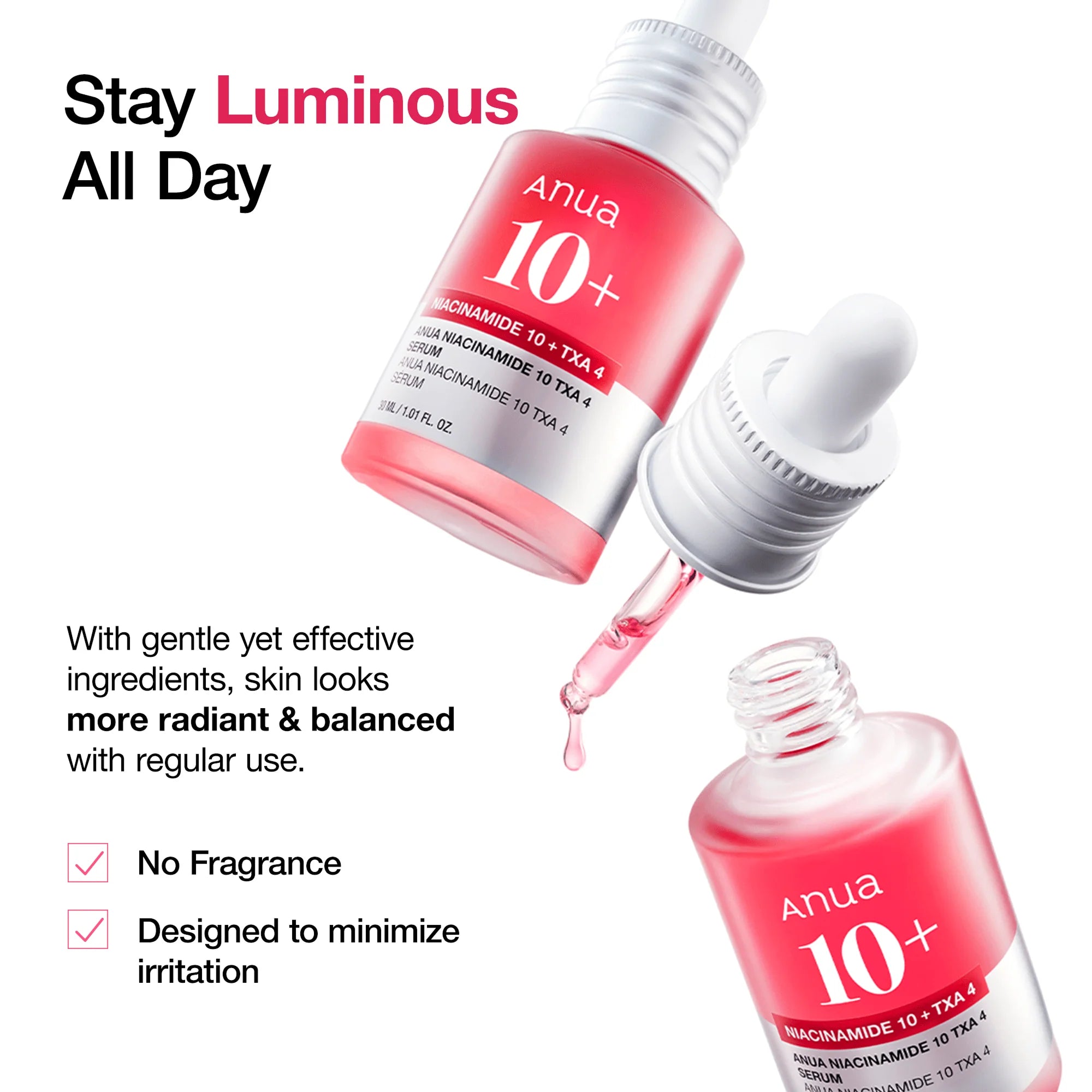 Anua Niacinamide Serum - geen parfum, vermindert irritatie, dagelijks gebruik AM en PM