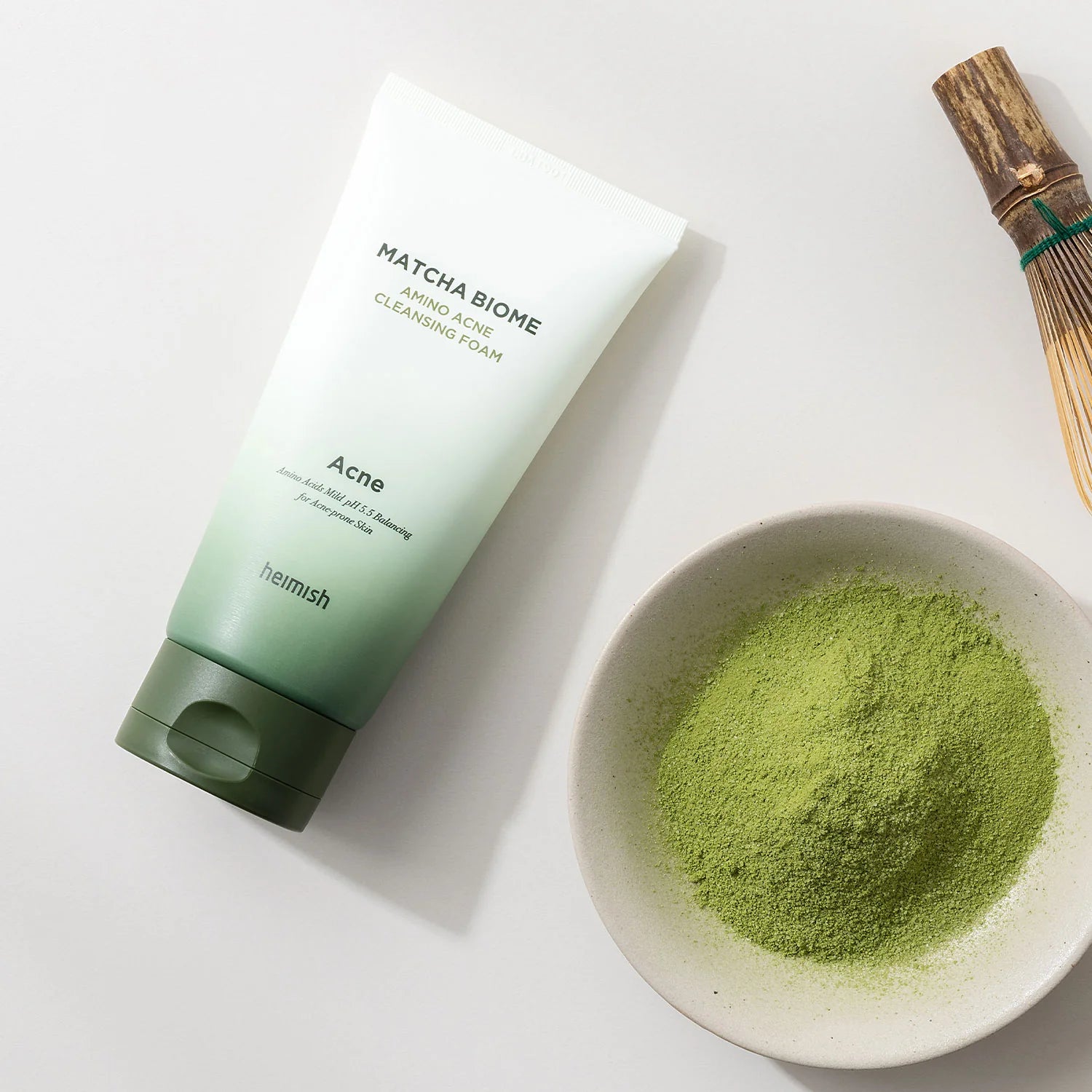 Heimish Matcha Biome Amino Acne Cleansing Foam met matcha-poeder