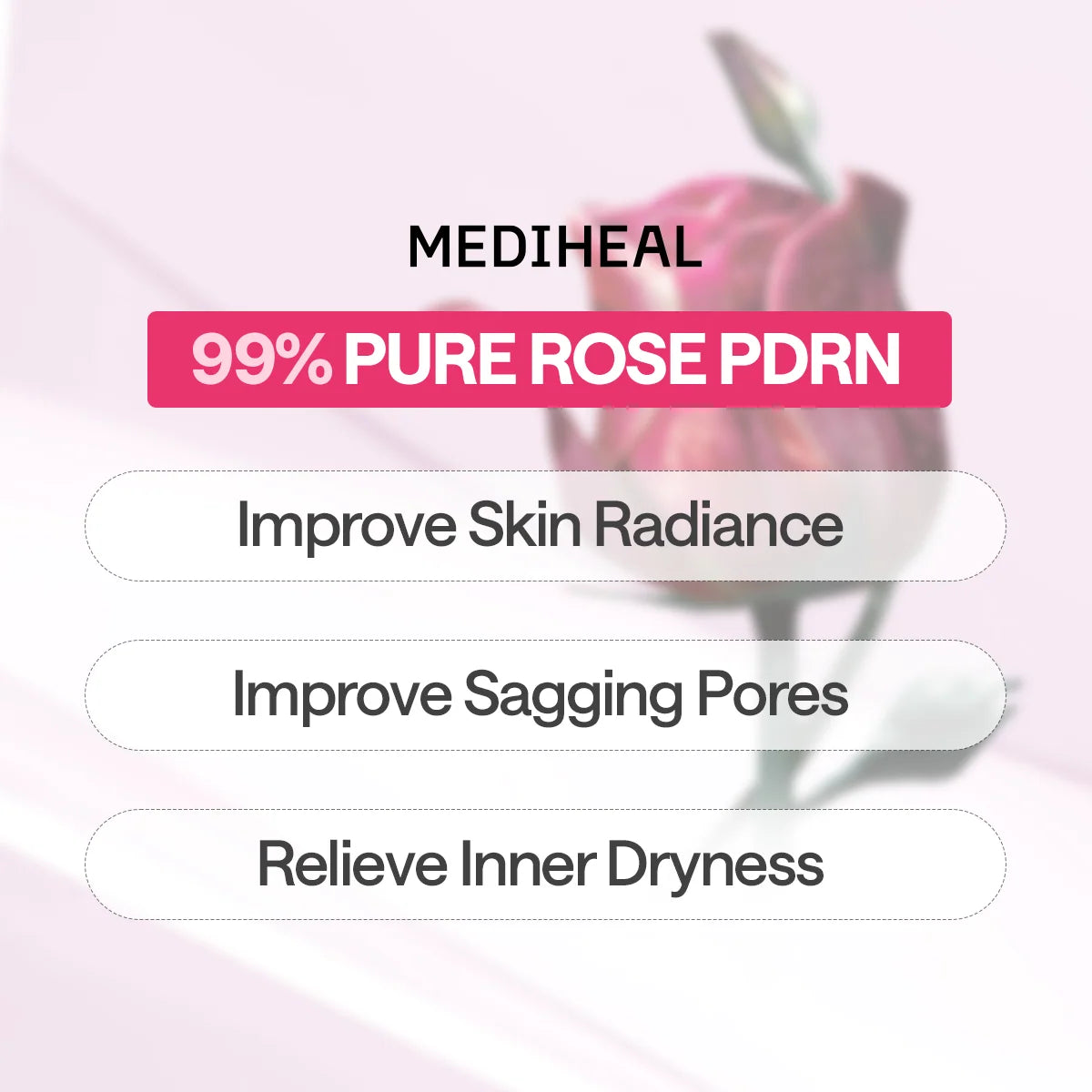 Uitleg over de zuiverheid van de Rose PDRN in het Mediheal masker

