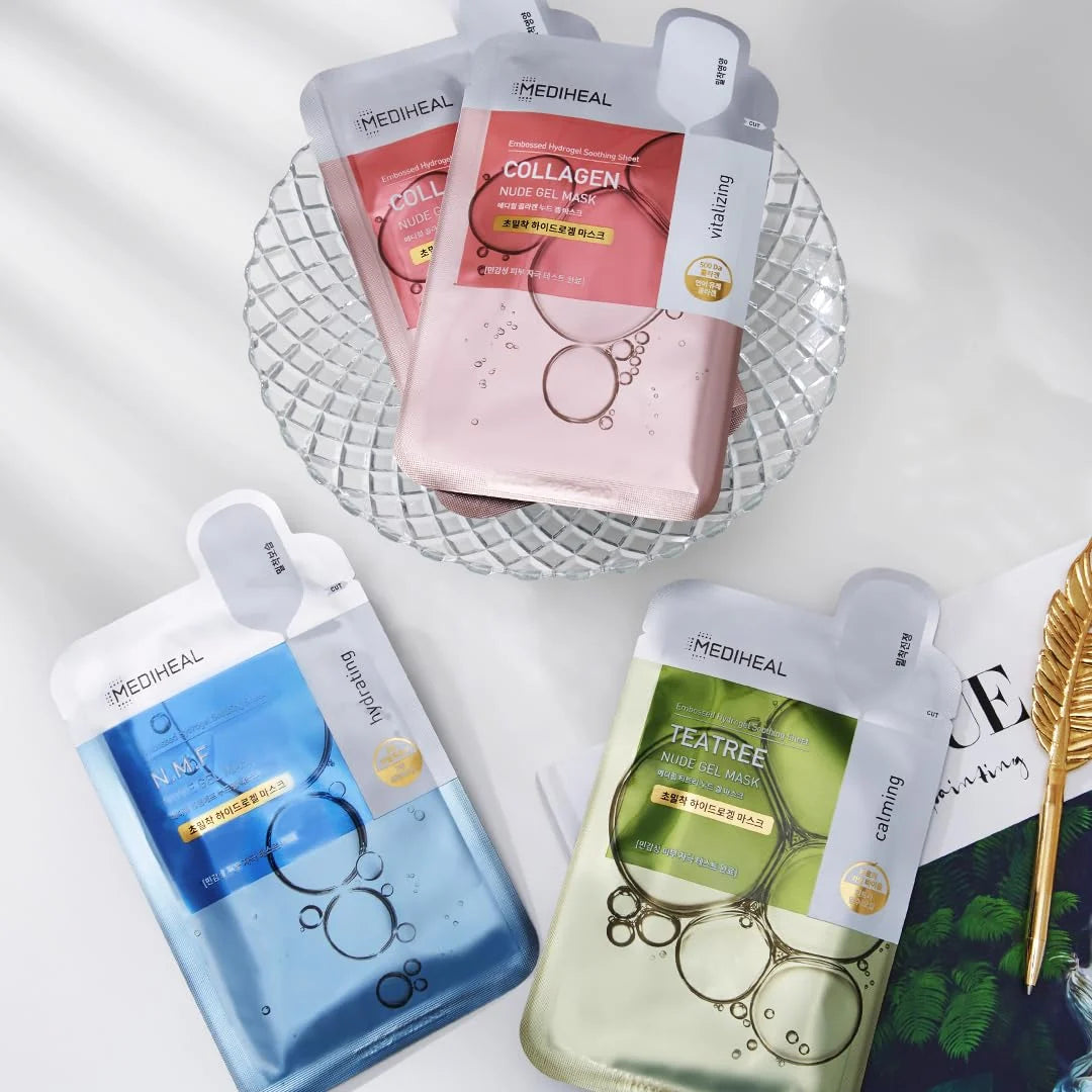 Mediheal Nude Gel Mask reeks met Collagen, N.M.F en Teatree