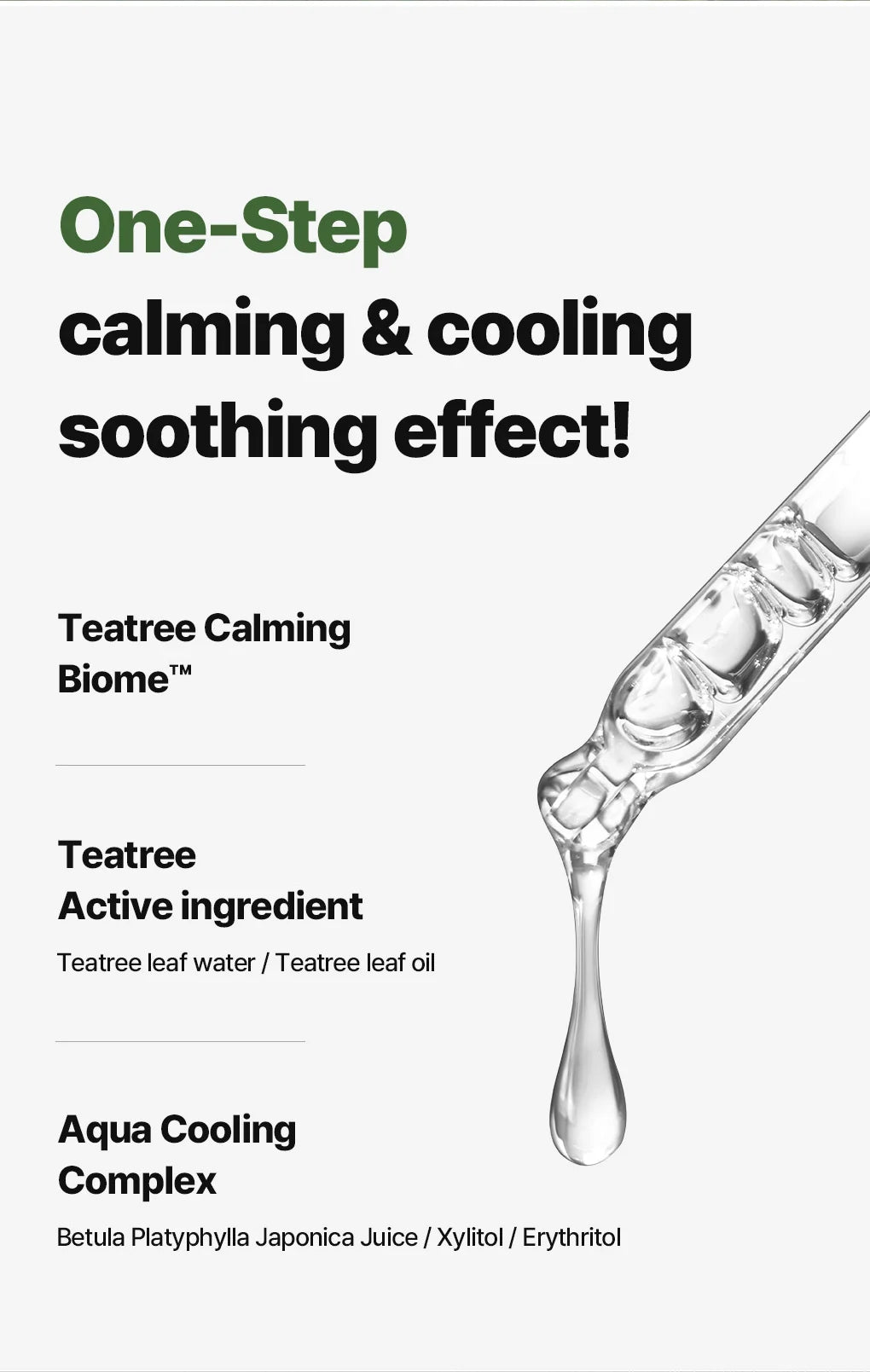 Tea tree bladwater, bladolie en het koelende complex met berkensap, xylitol en erythritol