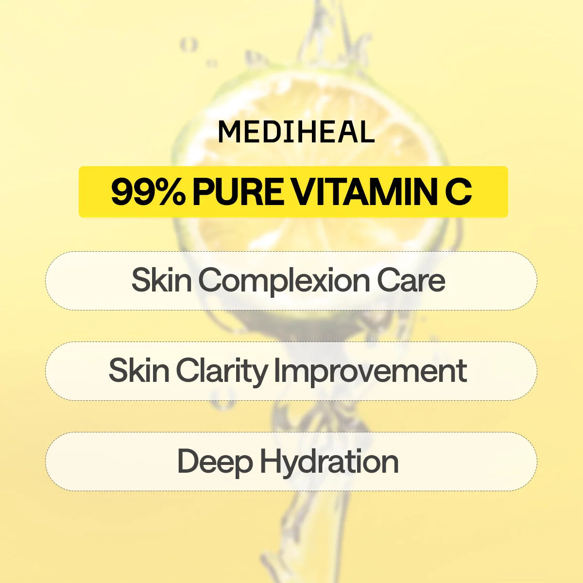 Drie werkingen van het Mediheal Vitamin C Essential Mask: egalere teint, helderder huid en hydratatie