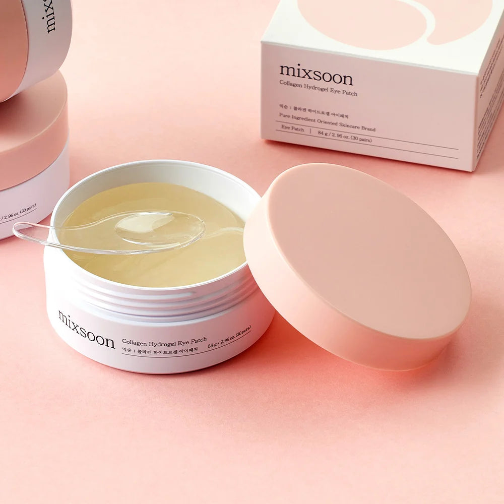 Mixsoon Collagen Hydrogel Eye Patch aangebracht onder het oog