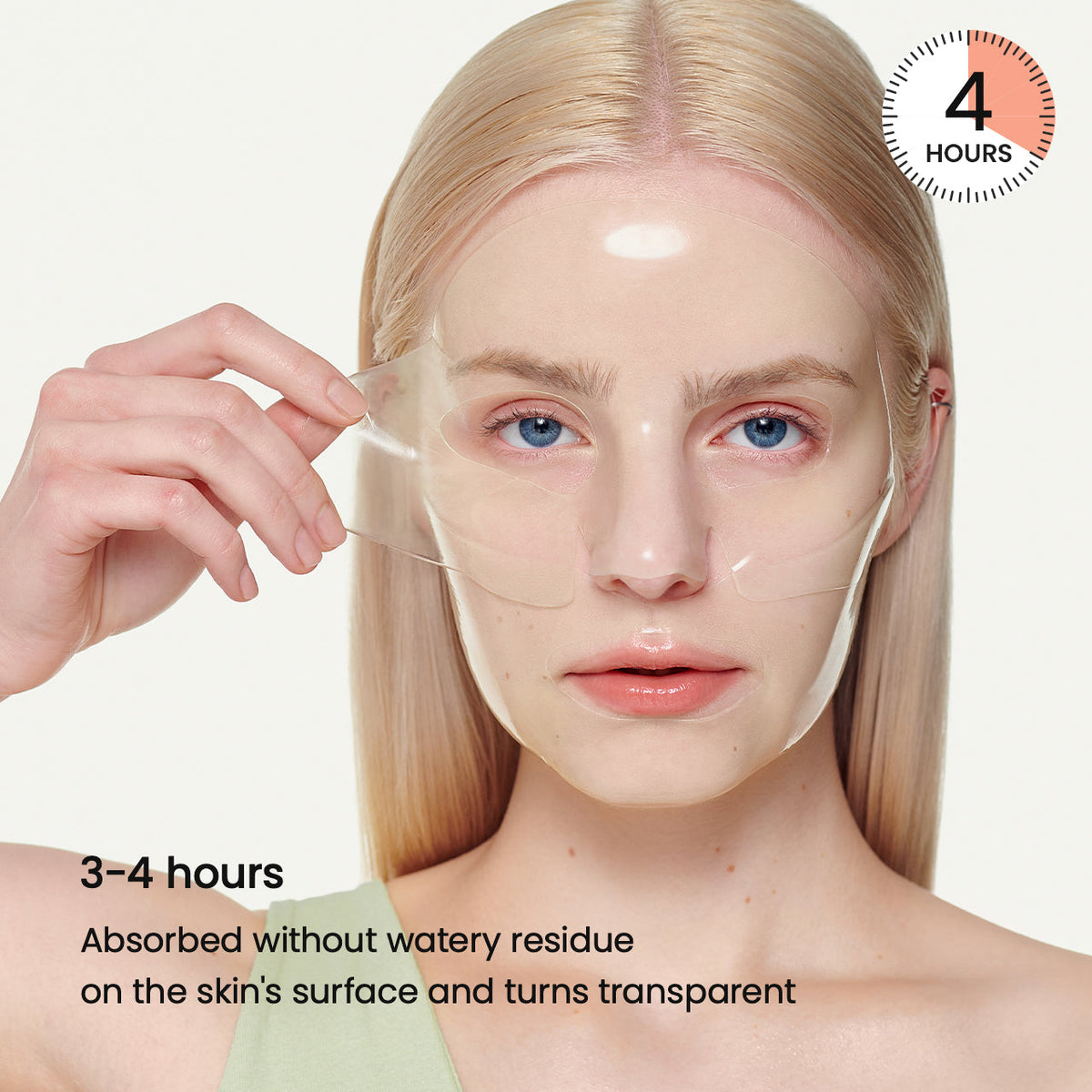 Biodance Refreshing Sea Kelp Real Deep Mask na 3 tot 4 uur transparant geworden op de huid