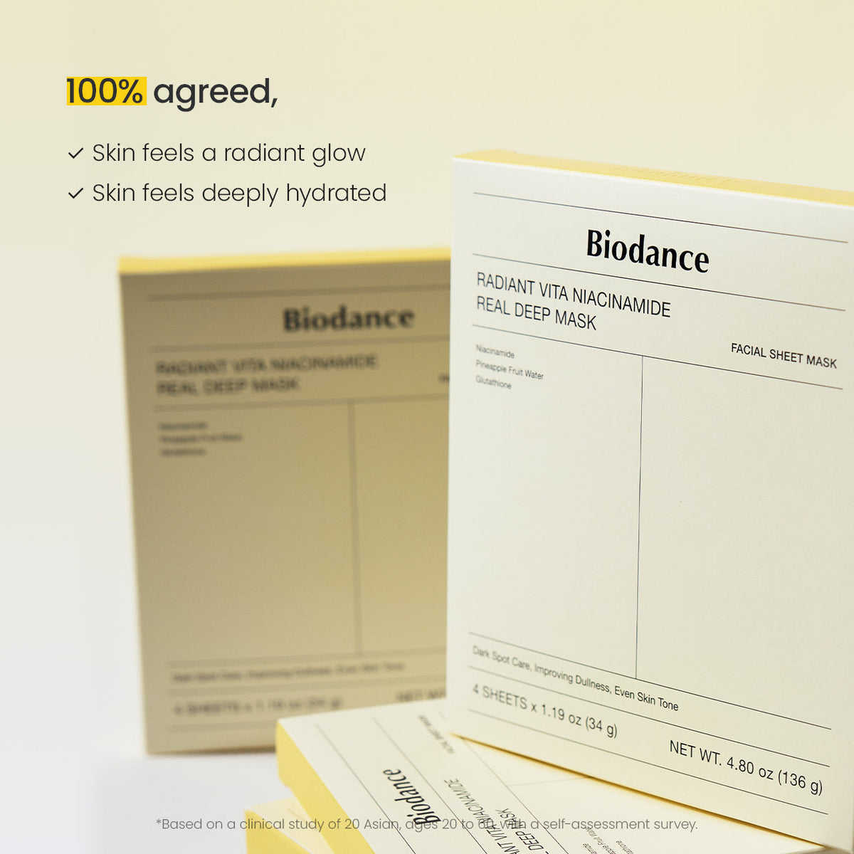 Sachet van het Biodance Radiant Vita Niacinamide Real Deep Mask, 1 masker van 34 g