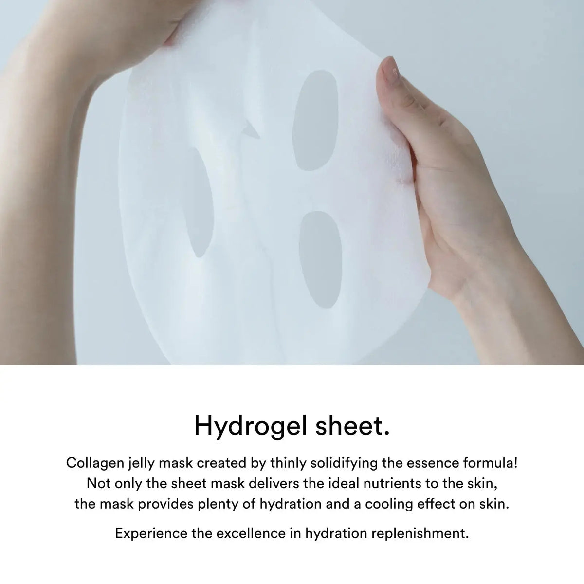 Hand houdt het hydrogel gezichtsmasker van Abib Collagen Gel Mask vast