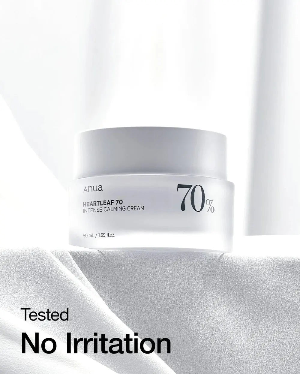 Anua Heartleaf 70 Intense Calming Cream, volgens het merk getest op irritatie