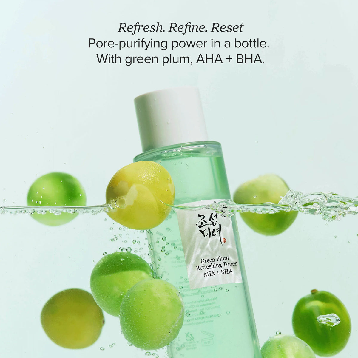 Beauty of Joseon Green Plum Refreshing Toner met groene pruimen in water: poriezuiverend met groene pruim, AHA en BHA