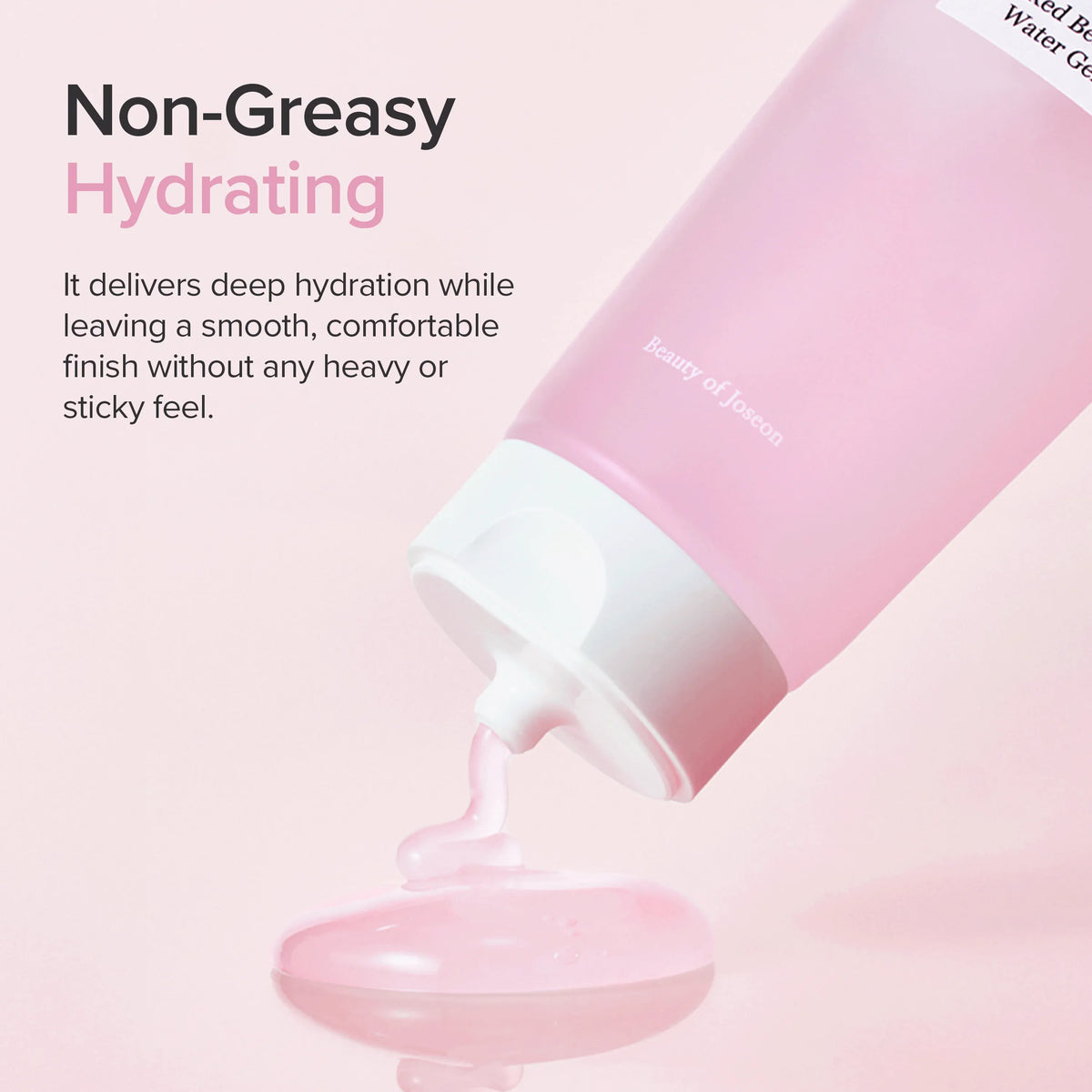 Roze gel uit de tube Beauty of Joseon Red Bean Water Gel: hydrateert zonder vettig of plakkerig gevoel