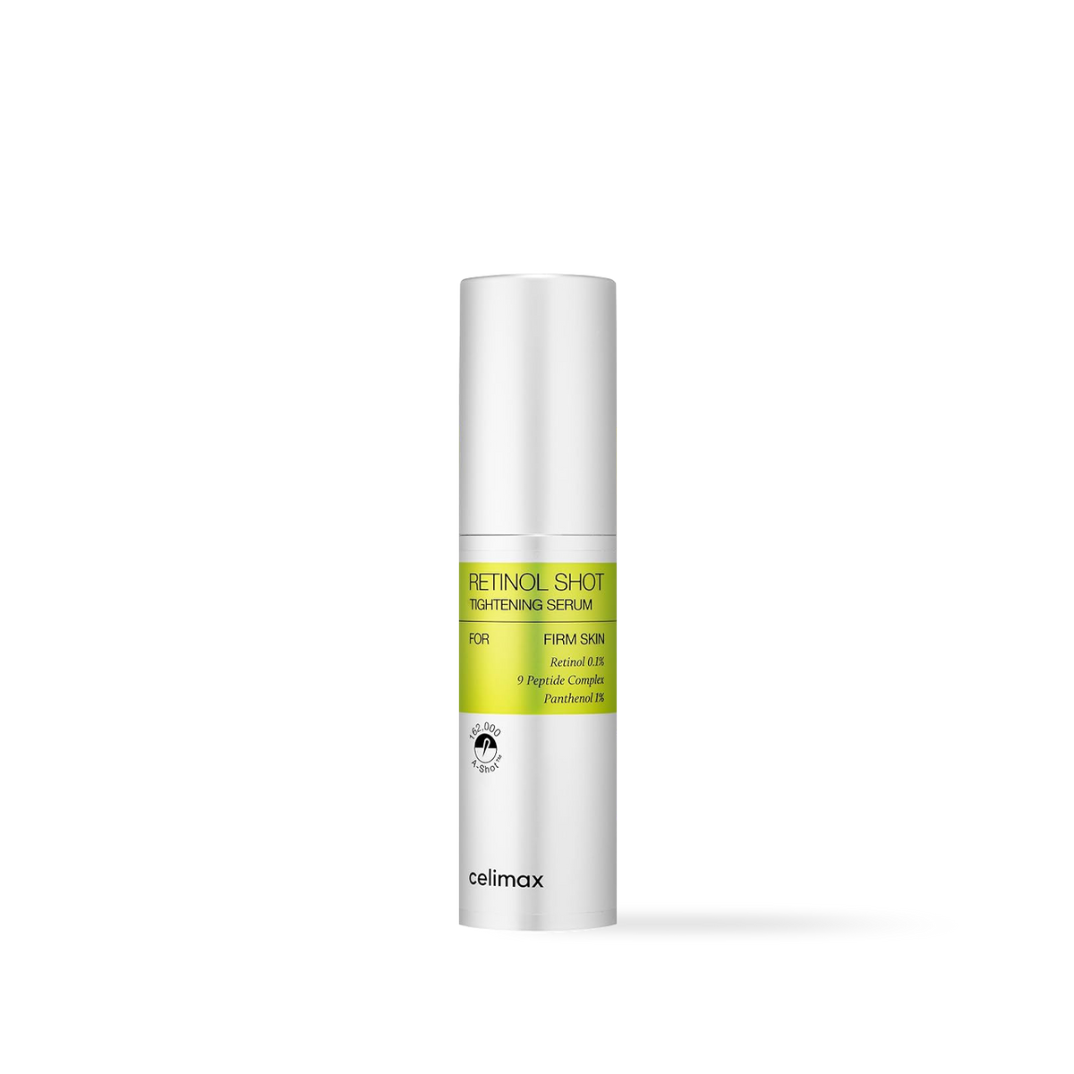Vooraanzicht van het flesje Celimax Retinol Shot Tightening Serum 30 ml op witte achtergrond