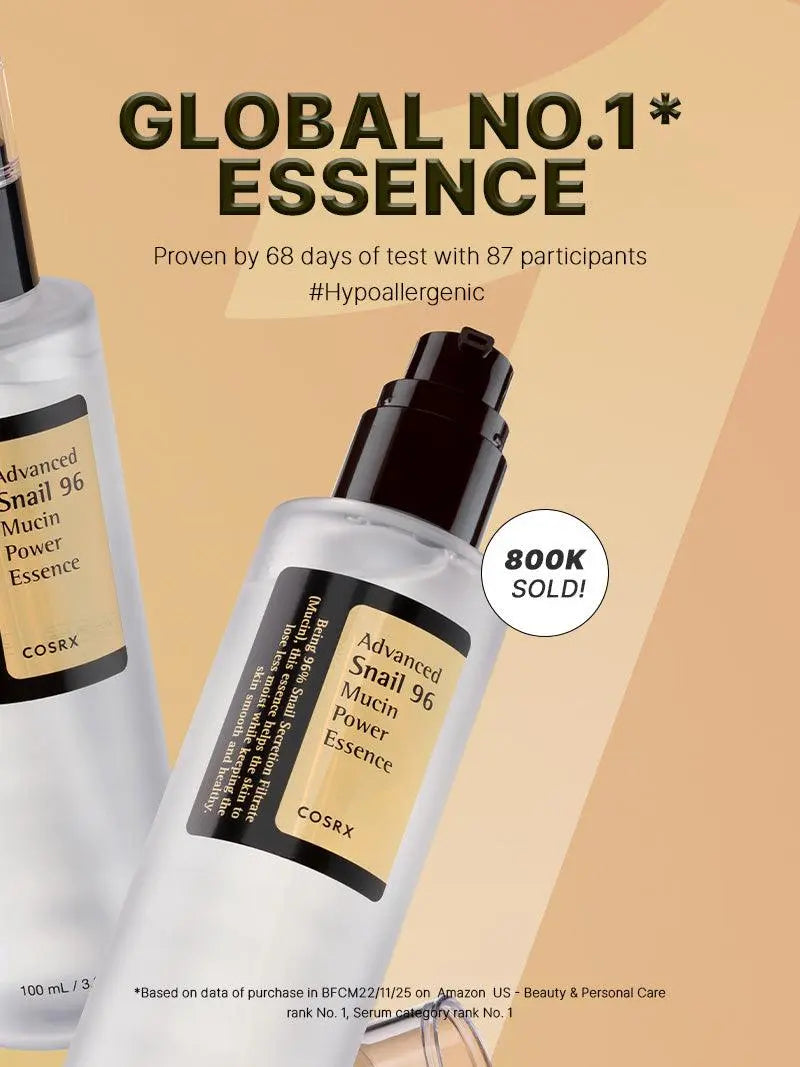 COSRX Advanced Snail 96 Mucin Power Essence, volgens COSRX hypoallergeen, getest in 68 dagen met 87 deelnemers