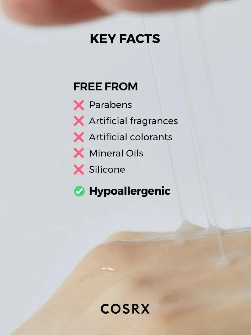 COSRX Advanced Snail Radiance Dual Essence is hypoallergeen en vrij van parabenen, parfum, kleurstoffen en siliconen