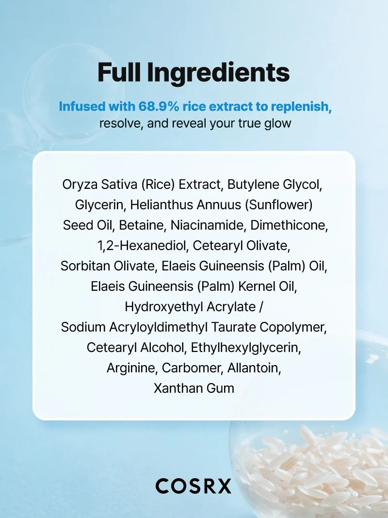 Ingrediëntenlijst van de CosRX Ultimate Nourishing Rice Overnight Spa Mask