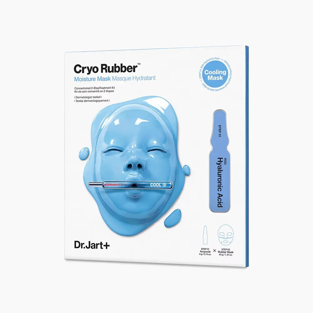 Dr.Jart+ Cryo Rubber with Moisturizing Hyaluronic Acid, verpakking met verkoelend rubbermasker en ampul
