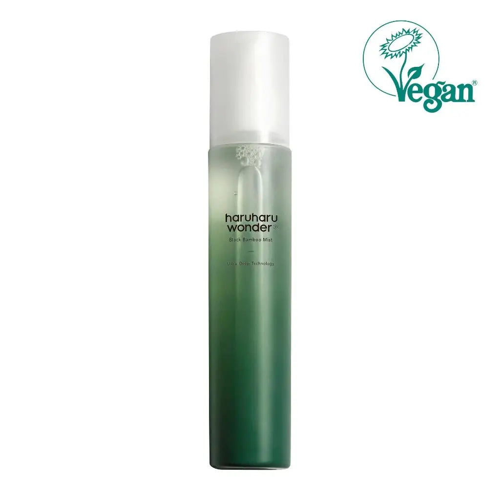 Haruharu Wonder Black Bamboo Mist Jumbo 150 ml in groene sprayflacon, vegan