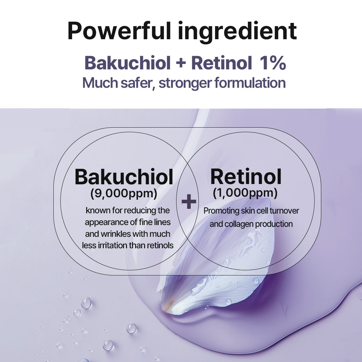 Hoofdingrediënten van heimish RX Retinol Bakuchiol Booster Oil: bakuchiol 9.000 ppm en retinol 1.000 ppm