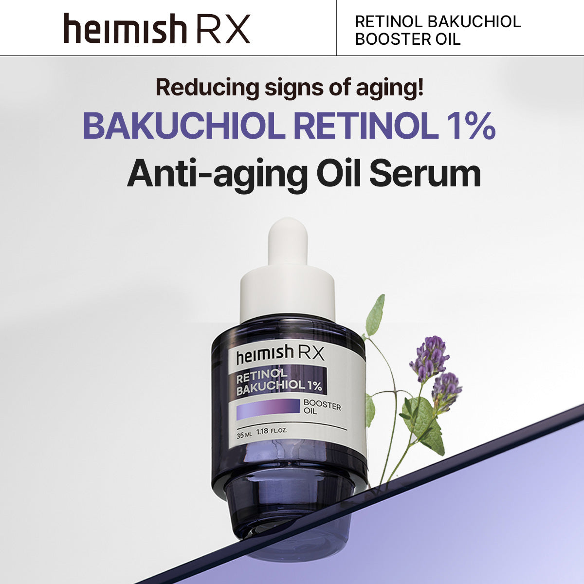 heimish RX Retinol Bakuchiol Booster Oil 35ml, anti-aging olie-serum met bakuchiol en retinol 1% tegen tekenen van huidveroudering