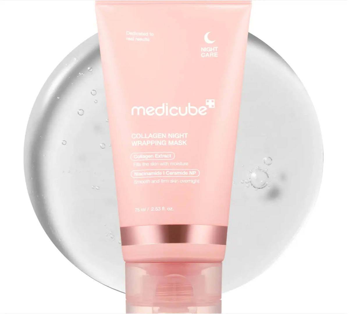 Medicube Collagen Night Wrapping Mask, tube voor een druppel van de heldere gel