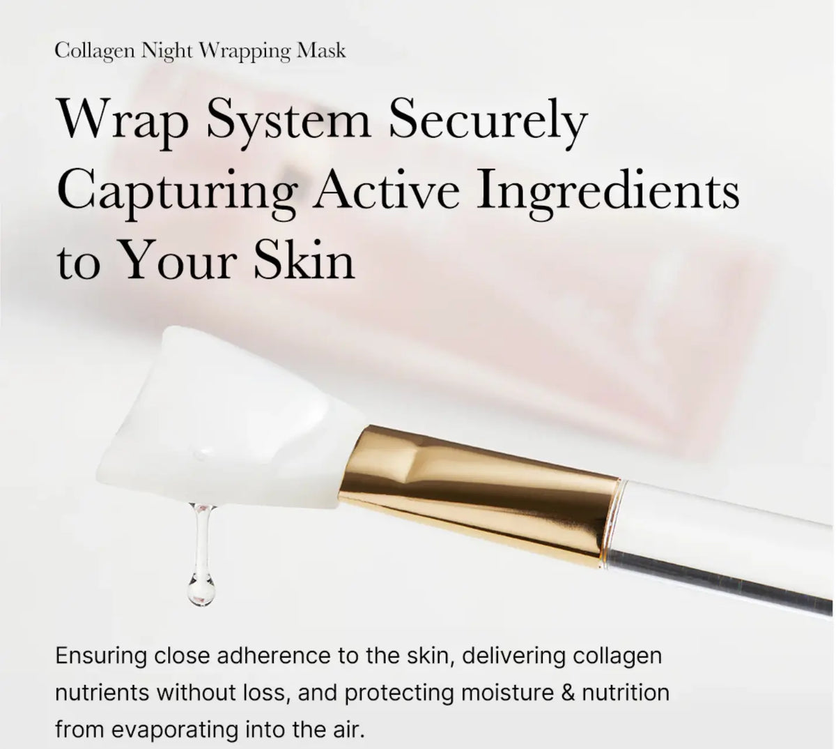 Medicube Collagen Night Wrapping Mask, kwastje met heldere gel: het masker sluit actieve ingrediënten in