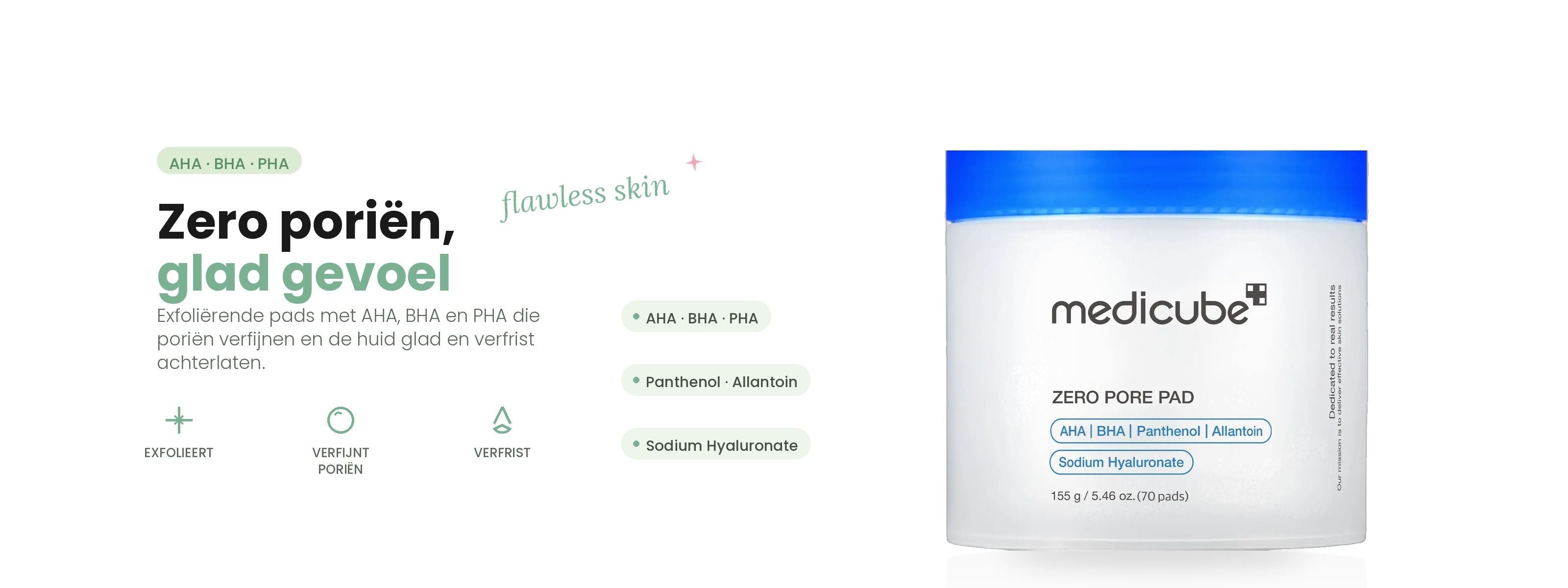 Medicube Zero Pore Pad met AHA, BHA en PHA – exfoliërende pads die de poriën verfijnen voor een gladde, verfriste huid