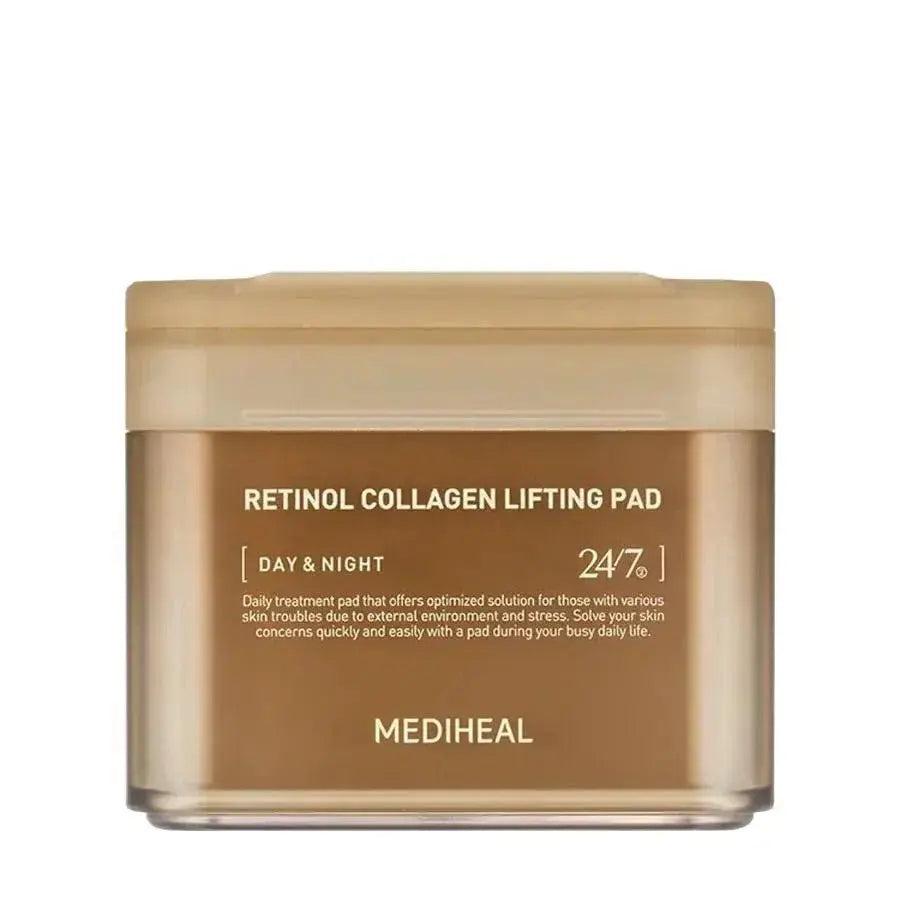 Mediheal Retinol Collagen Lifting Pad, bruine pot met tonerpads voor dag en nacht