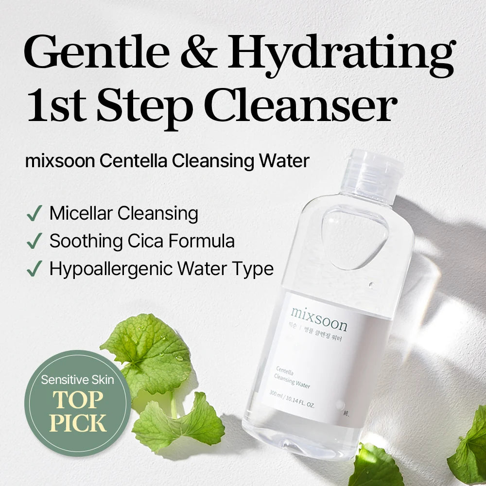 mixsoon Centella Cleansing Water als milde eerste reinigingsstap voor de gevoelige huid