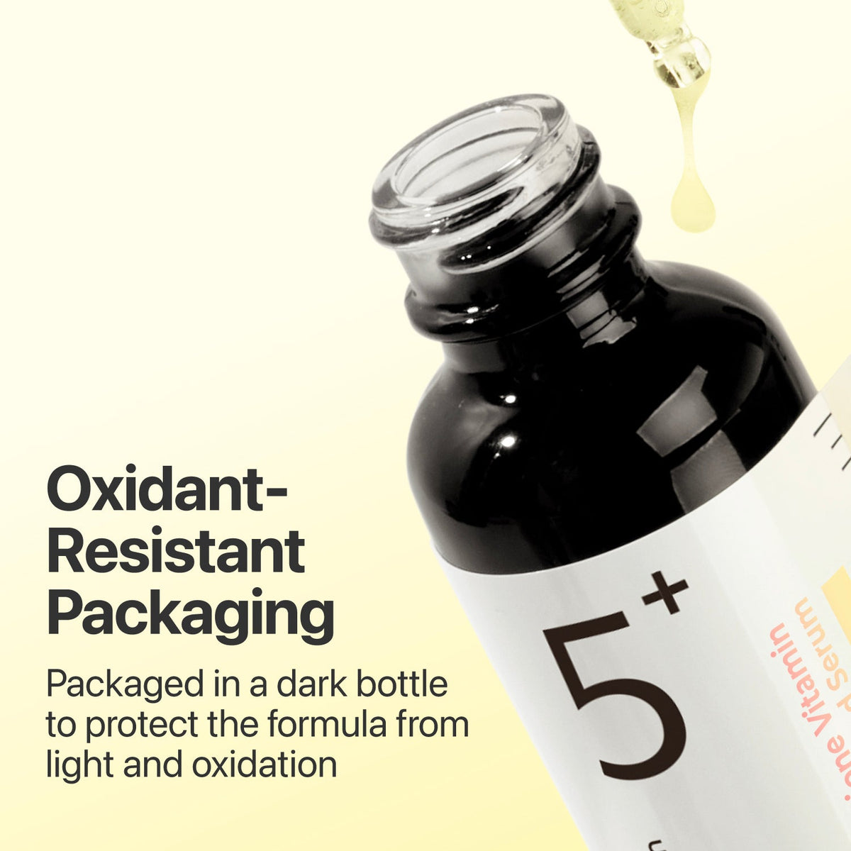 Numbuzin No.5 Vitamin Concentrated Serum in een donkere flacon die de formule beschermt tegen licht