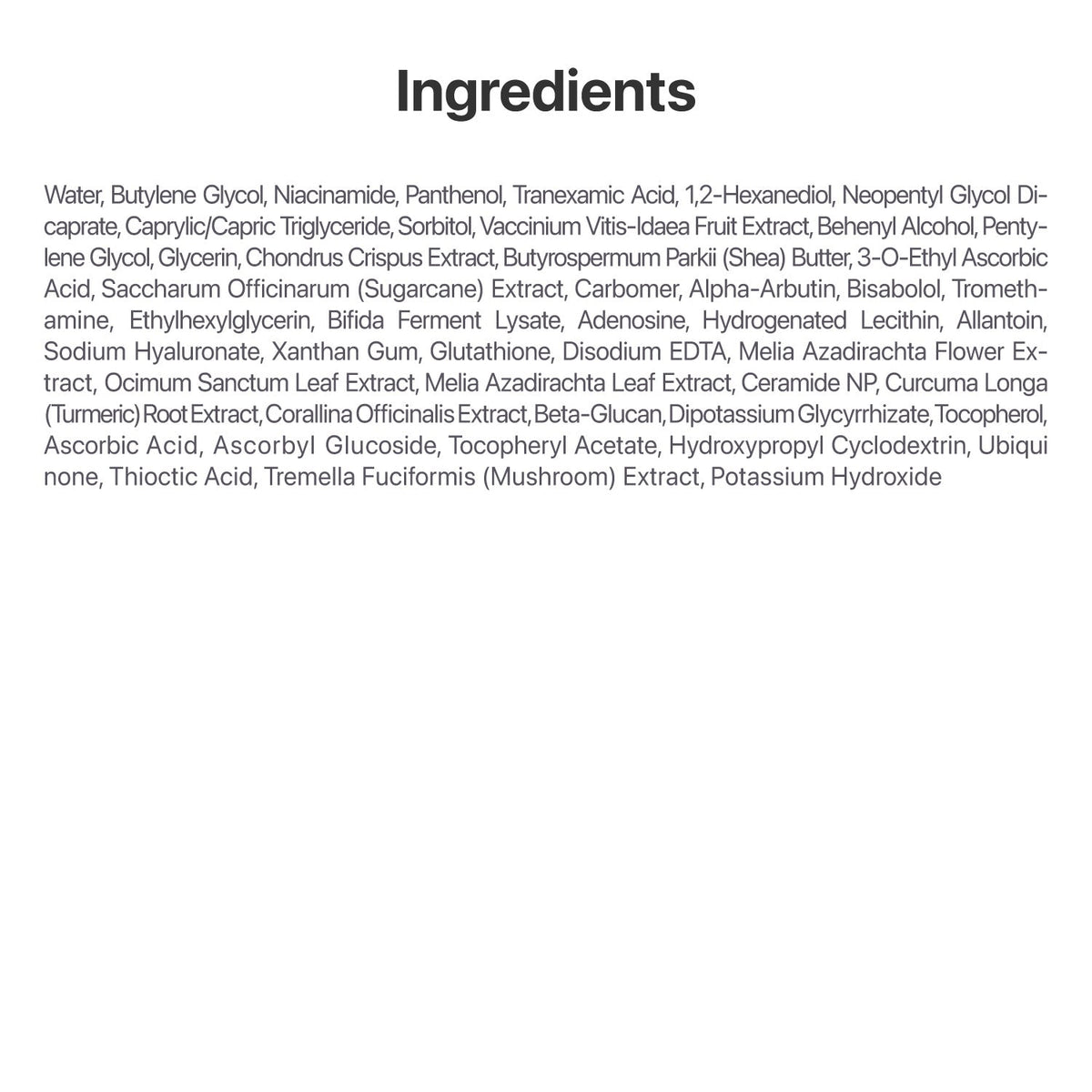 Numbuzin No.5 Vitamin Concentrated Serum, volledige ingrediëntenlijst
